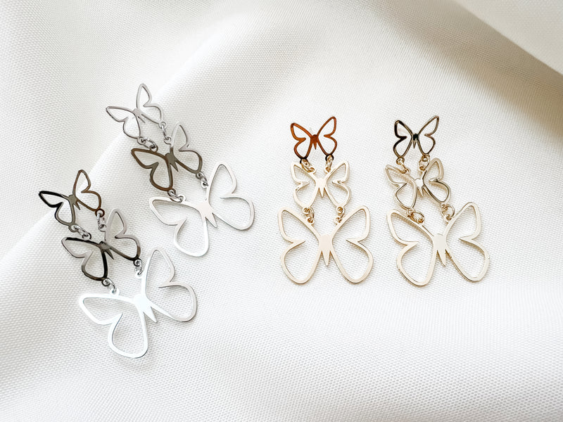 Triple Butterfly Earrings