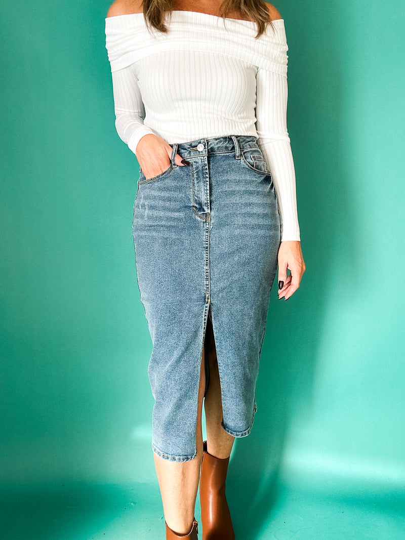 Middle Ground Denim Skirt