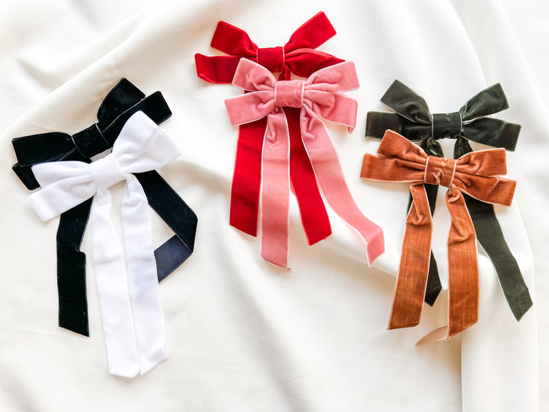 Velvet Bow Hair Clips