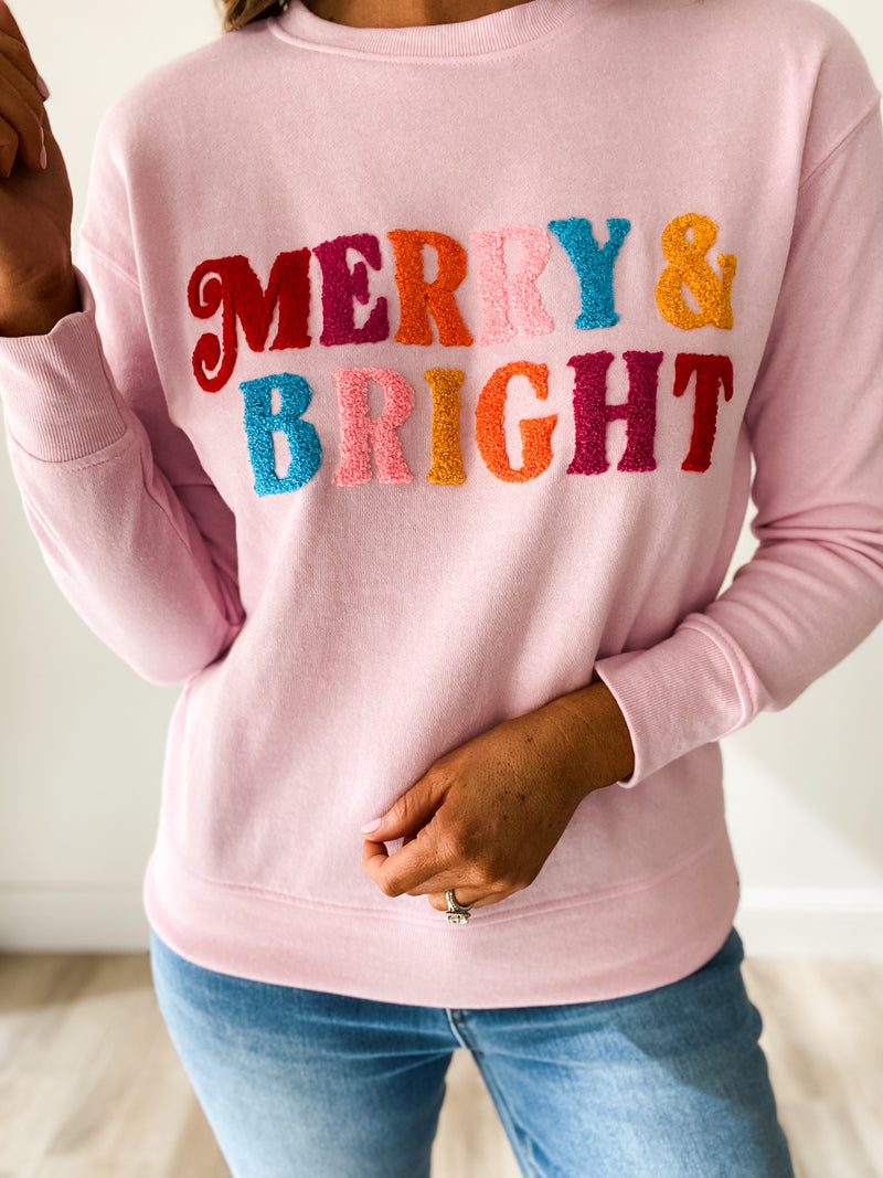 Merry and Bright Embroidered Pullover