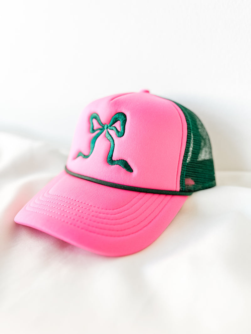 Bow Green and Pink Trucker Hat