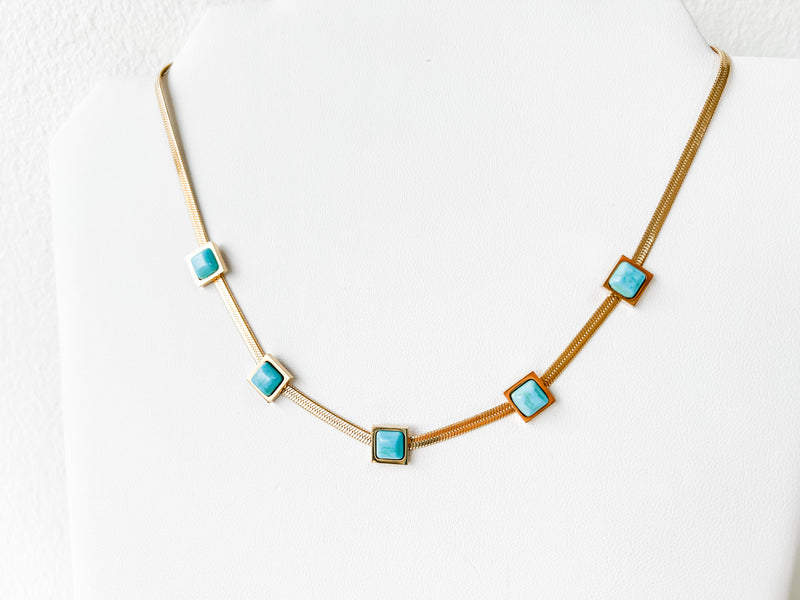 Turquoise Herringbone Necklace